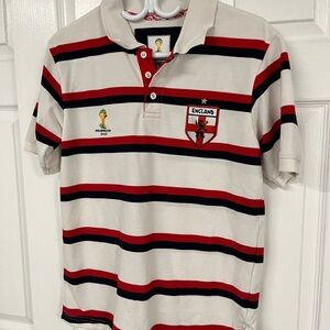 FIFA World Cup 2014 England Polo Shirt Mens L Striped Official Licensed